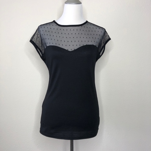 RockSteady Tops - RockSteady Polka dot mesh Sweetheart Blouse